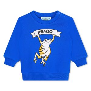 KENZO KIDS Boys Blue Cotton Cute Frog Logo Sweatshirt