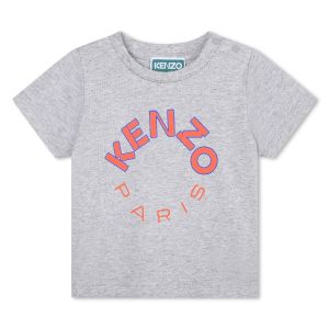 KENZO KIDS Boys Grey Cotton Orange Logo T-Shirt