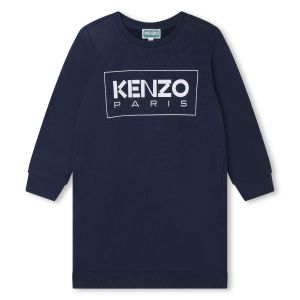 KENZO KIDS Girls WS23 Navy Logo Sweatshirt Dress