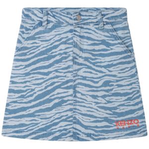 KENZO KIDS Girls Blue Denim Tiger Stripe Skirt