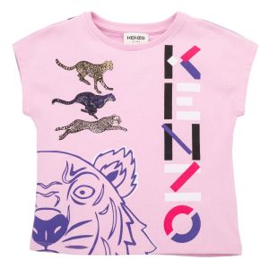 KENZO Girls Pink Jersey Multi Iconic Print T-Shirt
