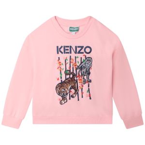 KENZO Girls Pink Logo Bamboo Jungle Sweatshirt