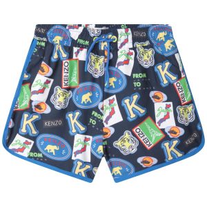 KENZO KIDS Boys Navy Blue Journey Pattern Swim Shorts