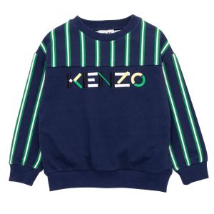 KENZO KIDS Navy Blue & Ivory Colourful Logo Cotton Sweatshirt