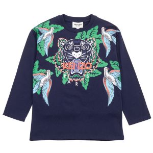 KENZO KIDS Boys Navy Iconic Tiger and Birds T-Shirt 