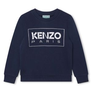 KENZO KIDS Boys Navy Blue White Logo Cotton WS23 Sweatshirt