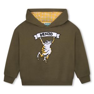 KENZO KIDS Boys Khaki Cotton Frog Logo Sweatshirt
