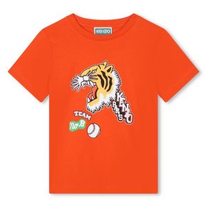 KENZO KIDS Boys Orange Cotton Varsity Tiger T-Shirt