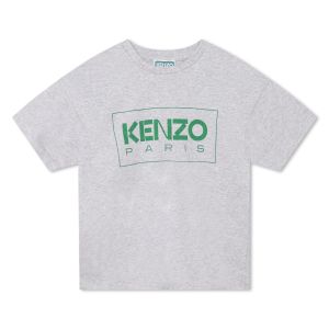 KENZO KIDS Boys Grey Cotton Green Logo T-Shirt