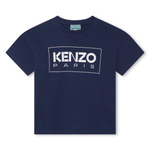 KENZO KIDS Navy Organic Cotton WS23 Logo T-Shirt