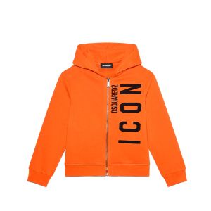 DSQUARED2 ICON Kids Orange Zip Up Icon Logo Sweater