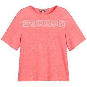 Kenzo Kids Girl's Neon Pink Logo T-Shirt