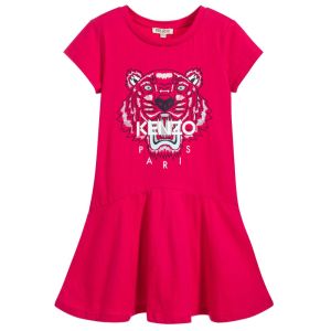 Kenzo Girl's Pink Tiger Cotton Dress