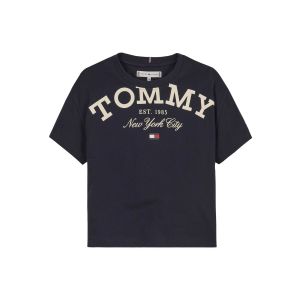 Tommy Hilfiger Girls Navy Blue Oversized Tommy Logo T-Shirt