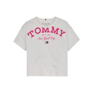 Tommy Hilfiger Girls White And Pink Oversized Tommy Logo T-Shirt