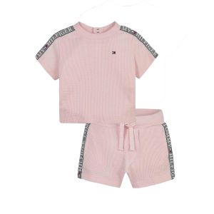 Tommy Hilfiger Baby Pale Pink Waffle Texture Short Set