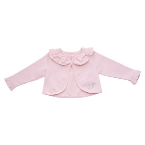 A'Dee Little A Summer Bloom 'Gina' Pale Pink Ruffle Collar Cardigan
