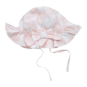 A'Dee Little A Summer Bloom 'Gael' Bright White All Over Print Sunhat With Ties And Bow