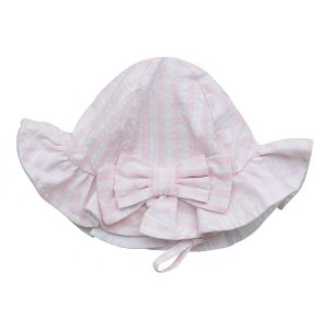 A'Dee Little A Summer Bloom 'Gael' Pale Pink All Over Print Sunhat With Ties And Bow