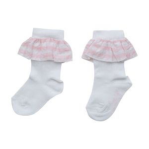 A'Dee Little A Summer Bloom 'Georgie' Pale Pink Frill Knee High Socks