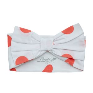 A'Dee Little A Pretty Polka 'Harriette' Bright White Headband With Polka Dots And Bow