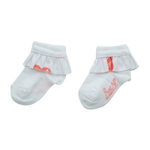 A'Dee Little A Pretty Polka 'Gracelyn' Bright White Frilly Ankle Socks With Polka Dot Pattern