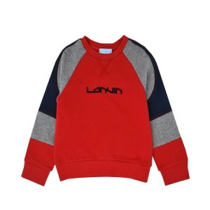 Lanvin Boys Red,Grey and Navy Cotton Sweatshirt