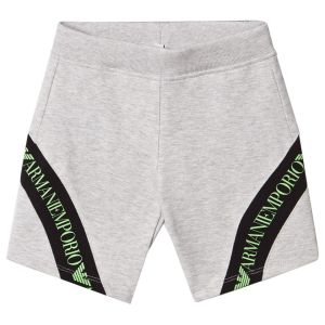 Emporio Armani Boys Grey Jersey Neon Green Logo Shorts