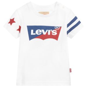 Levi&#039;s Baby Boys White Bibat Cotton T-Shirt