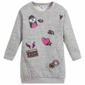 LITTLE MARC JACOBS Girl's Grey Cotton Jersey Dres