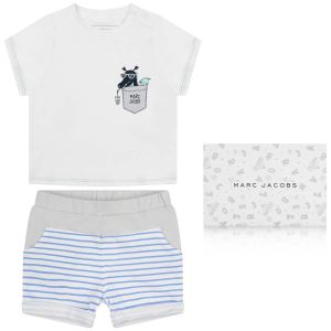 Little Marc Jacobs Boy's Dragon Print T-shirt And Striped Shorts Set 