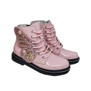 Lelli Kelly Girls "Ali Di Fata" Patent Pink Boots With Butterfly Embellishment