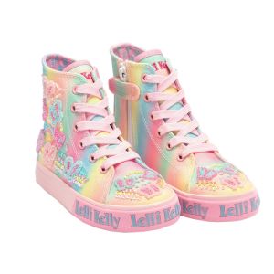 Lelli Kelly Girls Tie Dye Multicoloured "Myla" High Top Trainer With Butterfly Beading