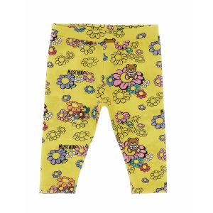 Moschino Baby Girls Yellow Teddy Bear & Flower Leggings