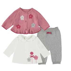 Mayoral Baby Berry And Grey Three Piece Set