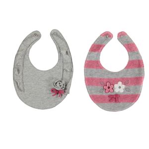Mayoral Baby Berry And Grey Floral Themed Pair Of Bibs