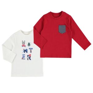 Mayoral Little Boys Long Sleeve Red &amp; White T-shirt Set