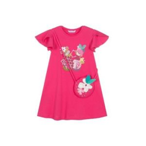 Mayoral Girls Bright Pink Fruit Themed Cotton Dress