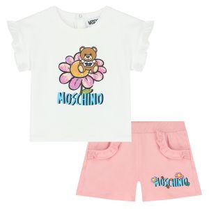 Moschino Baby Girls Pink Teddy Cotton Shorts Set