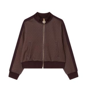 Michael Kors Girls Chocolate Brown Repeat Logo Zip-Up Jacket