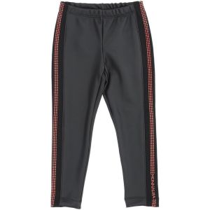 Monnalisa Girls Black and Red Faux Leather Trousers