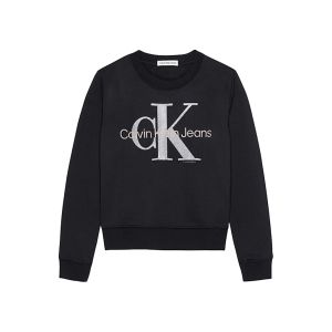 Calvin Klein Girls Black Sweatshirt With Metallic Monogram Logo