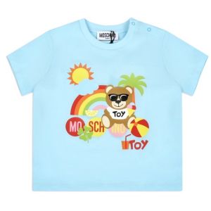 Moschino Baby Blue Beach Teddy Bear Cotton Baby T-Shirt