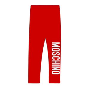 Moschino Girls Red With White Logo Leggings