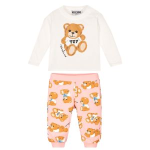 Moschino Baby Ivory & Pink Large Teddy Trouser Set
