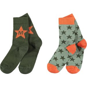 Mitch & Son Khaki & Orange 'Milnpark' Socks (2 Pack)