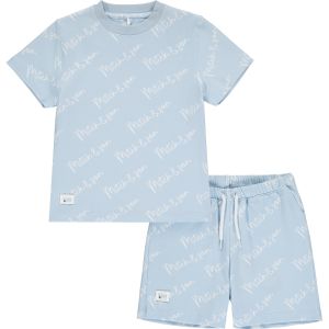 Mitch & Son 'Axel' Blue Cotton Logo Shorts Set