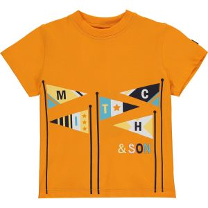 Mitch &amp; Son Boys Orange &#039;Connor&#039; T-shirt With Front Print