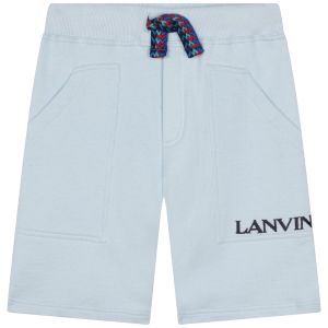 Lanvin Pale Blue  Shorts With Blue Embroidered Logo