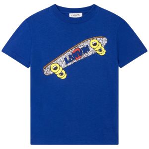 Lanvin Boys Royal Blue Skateboard Cotton T-Shirt